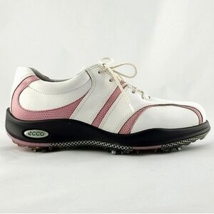 ECCO Soft Spike Golf Shoes White Pink Leather Arch  Support Size 37